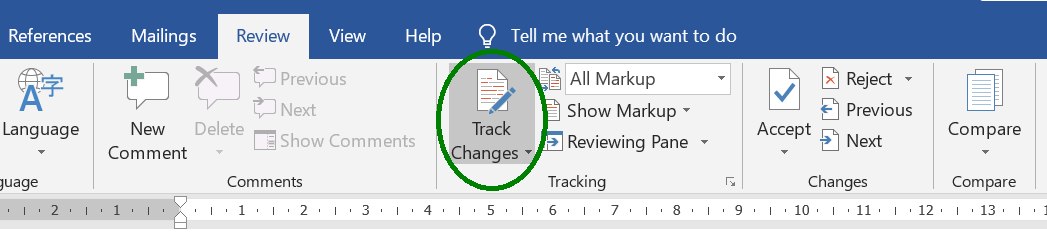 Word Track Changes Feature
